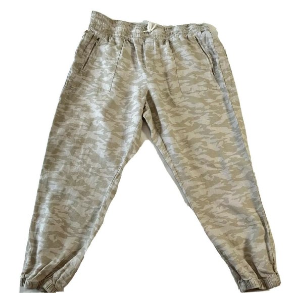Athleta Jogger Pants Cabo Tide Linen Camo Size 18 (XL) - Picture 2 of 8